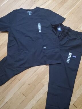 Cherokee Workwear Black Scrub Set Top Shirt Pants